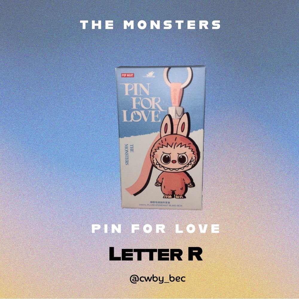 The Monsters Pin for Love Letter R Labubu Pendant Keychain “R” - Picture 2 of 5